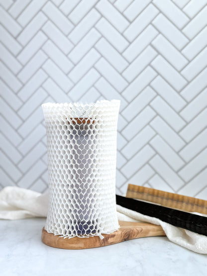 White Honeycomb Paper Sleeves Wholesale– 70gsm 90gsm, 4 Sizes, Eco-Friendly Protective Packaging for Bottles, Cosmetics & Glassware