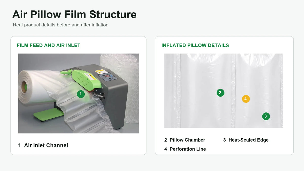 Air Pillow Film-Cushioning Air Bag– Inflatable Void Fill & Protective Packaging for E-Commerce & Shipping